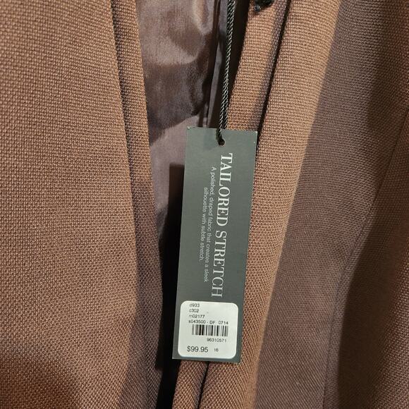 Lane Bryant Brown Hook & Eye Textured Tailored Stretch Blazer Jacket Size 16 - Picture 8 of 10